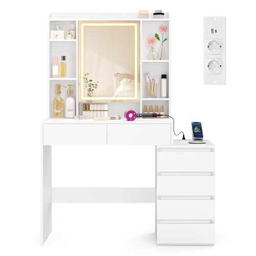 VASAGLE Kailyn Colección: Tocador con Luces