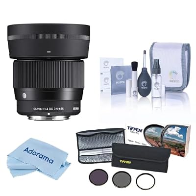 56mm f/1.4 DC DN Contemporary Lens for Sony E, Bundle with 55mm Essential Filter Kit, Cleaning Kit and Cleaning Cloth