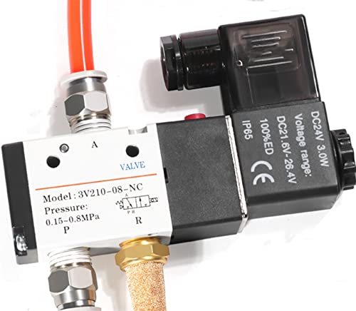 Électrovanne d'air 3V210-08 3 voies 2 positions avec LED et raccords 12mm 5V
