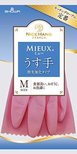 ショーワグローブ 塩化ビニール手袋 ナイスハンドミュー薄手 ピンク Mサイズ NHMIU-MP