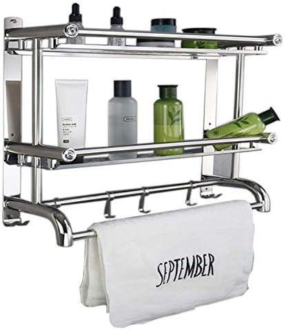 Bathroom Shelf, No Drilling,Towel Rack Wall Mounted Stainless Steel with Glass, Packing Screws