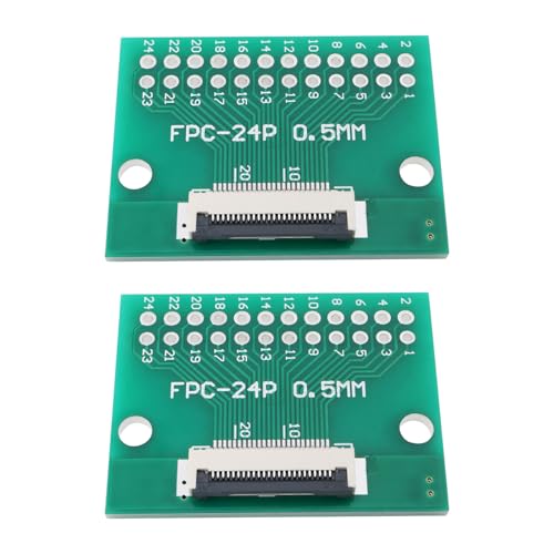 ECSiNG Lot de 2 Cartes de Conversion FPC 24 Broches Pas de 0,5 Mm Côté Connecteur Et de 1,0 Mm Côté Dos vers Dip 2,54 Mm