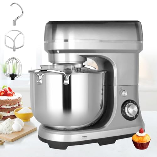 Batidora de pie, 2000 W, cuenco de acero inoxidable de 10 L, control de 6 velocidades, ideal para hornear pasteles, mezclar huevos y crema batida