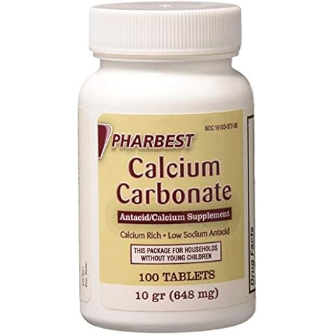 Pharbest Calcium Carbonate Antacid and Calcium Supplement 10 Grains - 100 Tablets by HARBEST Cover