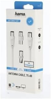 Hama TV-Antennenkabel + 2 Adapter – Koaxialkabel TV, 2 m, M/F, 75 Ohm, doppelt geschirmt 75 dB, Koaxialkabel Satellit, TV-Anschluss an TV-Wandstecker oder Decoder, Weiß