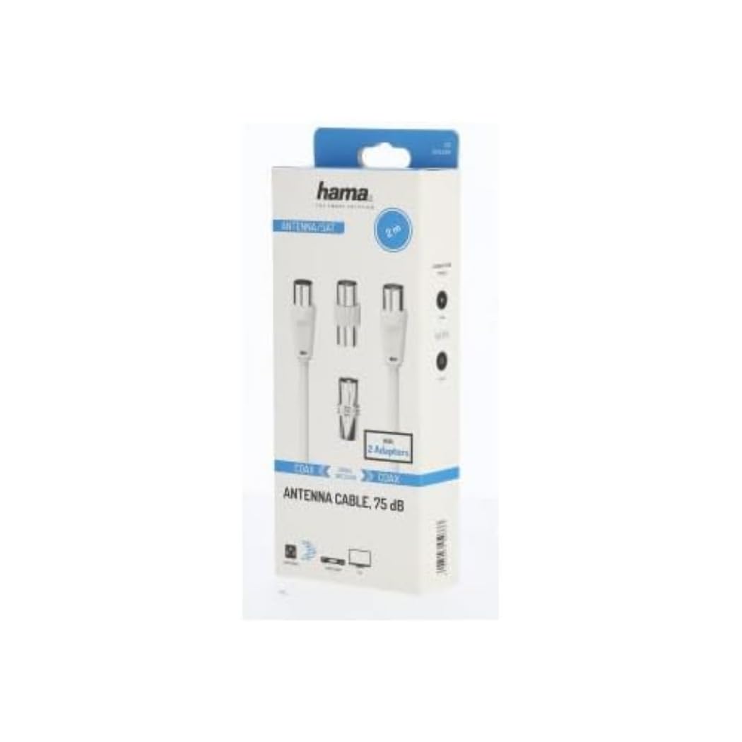 Hama Antenna Connection Kit Antenna Cable 2m 2 Coax Adapters 3 Part White