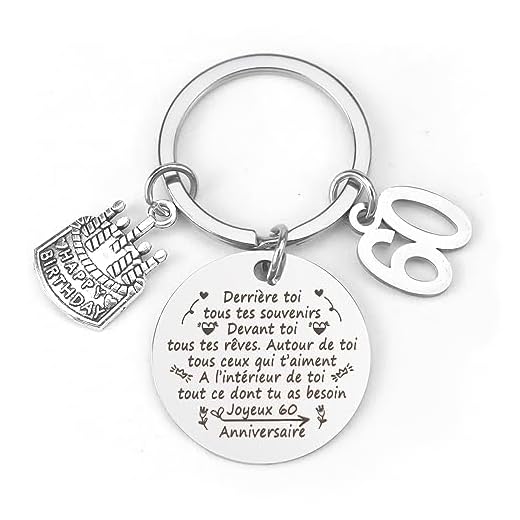 Cadeau 60 Ans Porte Clef Anniversaire Homme Femme Original Pour Papa Maman Tata Tonton Marraine Parrain
