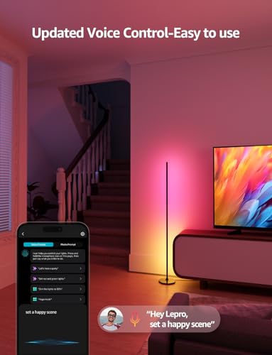 Lepro OE1 AI Floor Lamp, Music Sync Smart Standing Lamp, Corner Floor Light for Living Room, Bedroom, RGB+Warm White, 1000lm, Personalized AI Lighting Designer, Works with Alexa, 2.4G WiFi, No Remote - Image 4
