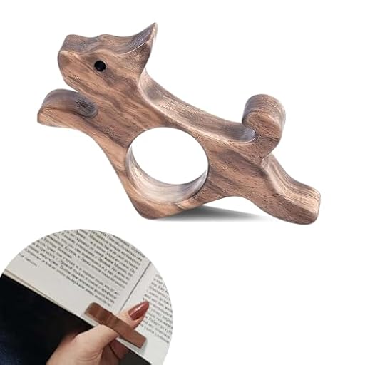 JEYORZY Nogal Soportes para Páginas, Anillo de Madera, Abridor con Anillo para Pulgar, Marcadores, Marcapaginas Automatico, Marca Paginas para Lectores Amantes de los (Forma de perrito) | Ya disponible en tu tienda friki favorita! En mundofriki.es!