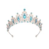 Corona azul para mujer – Tiara de boda, boda, vintage, con pedrería, cristal corona princesa tiara, tiara elegante para novia, accesorios para Cosplay