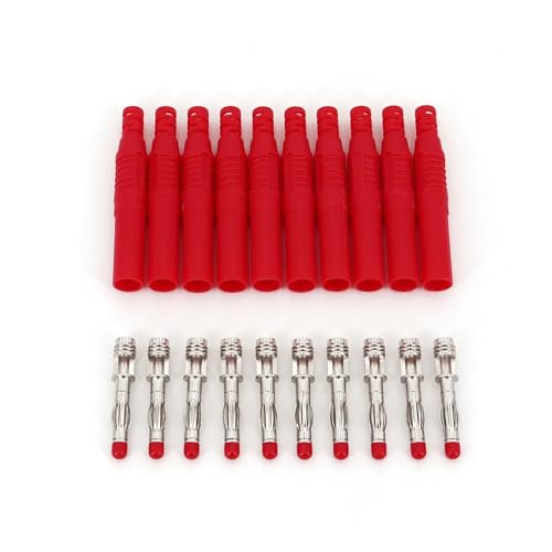 Image of 10Pcs Straight Insulated Safety 4mm Male Banana Plug Solder Type DIY Connector(Red)