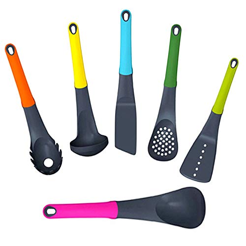 Aocks Kitchen Utensil Set Cooking Tools With Rotating Carousel Elevated Handles Gadget Set Heat Resistant Non-Stick Silicone Cookware 6 Pcs #TOP5