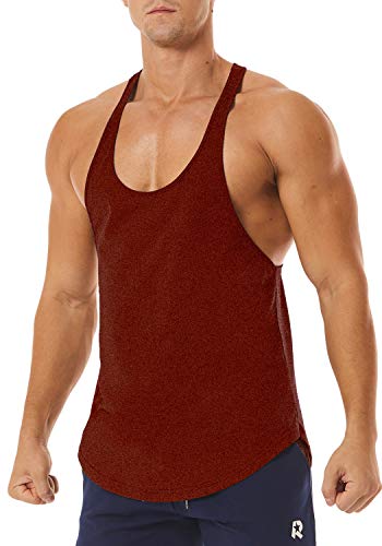 ROWILUX Men's Workout Quick Dry Soft Gym Bodybuilding Stringer Tank Tops (XL, Red)