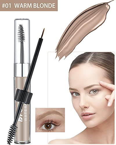 Waterproof Tinted Eyebrow Gel Kit- Long Lasting Smudge Proof Liquid Brow Color Makeup, 24H Highly Tinted Eye Brow Cream, Sweatproof Eyebrow Gel With Brow Razor Brush & 24 Pcs Brow Stencil-01 Blonde #TOP1