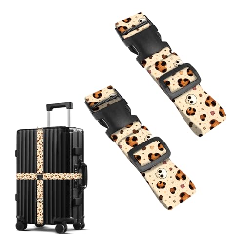 Image of Nuxovilar Luggage Straps Set for Suitcase 1.96x71in Polyester | Cargo Strap Travel Belt Security Buckle Band Student Travel Bus Stop Short Trip (Skull and Cookie)