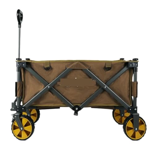 Portable Folding Beach Cart with Pull Handle - Heavy Duty Trolley for Camping, Fishing & Outdoor Activities - Durable Outdoor Trailer for Easy