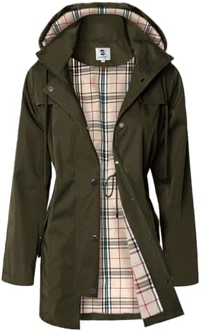 SaphiRose Women's Long Hooded Rain Jacket Outdoor Raincoat Windbreaker