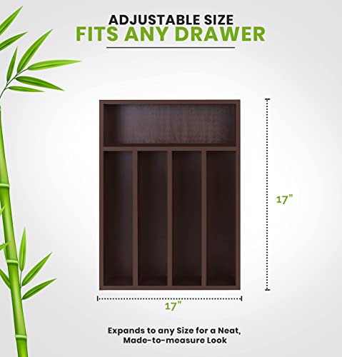 image for Utopia Kitchen Bamboo Drawer Organizer for Kitchen Utensils, Large Cut