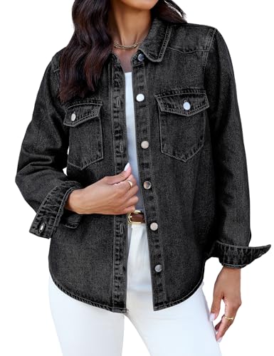 luvamia Denim Jackets for Women Trendy Long Sleeve Distressed Jean
