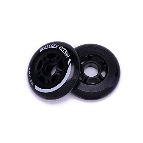 Rollerex Vxt500 Inline Skate Wheels (8-Pack) (Various Size & Color Options Available) (Steel Black, 80Mm) -Indoor Outdoor- Intended For Roller Blade Wheel Replacement #TOP2