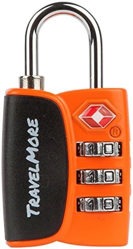 2 Pack Open Alert Indicator TSA Approved 3 Digit Luggage Locks for Travel Suitcase & Baggage (Orange)