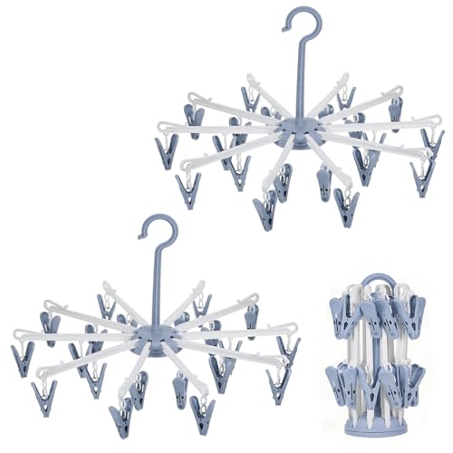 YUZHEDM 20 Clip Sockentrockner Séchoir a Chaussettes Pliant, Séchoir Rotatif en Acier Inoxydable, Crochet Coupe - Vent Pour Chaussettes, Sous - Vêtements, Lingerie, Linge de Lit et Tous les Petits Art