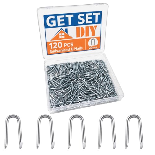 Galvanised U Nails Netting Staples 120g - 20mm Fence Staples Ideal for Chicken Wire Mesh Garden Mesh and More in a Handy Plastic Case