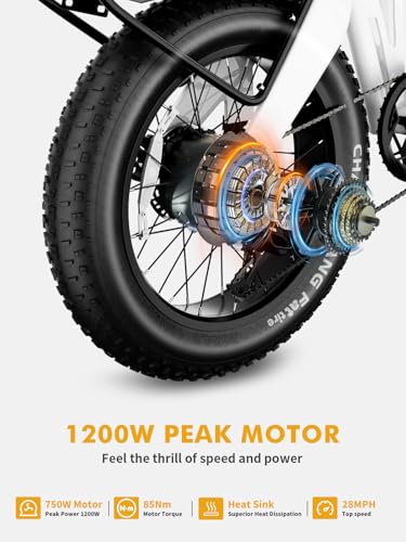 Luckeep Folding Electric Bike For Adults 1200W Peak Motor 28Mph 60 Miles 48V 720Wh Battery 20*4 Inch Fat Tire E-Bike Foldable Ebikes For Adults Electric Bicycle With Anti-Theft Alarm & Ul 2849 -White thumb #1