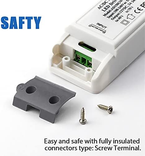 1-24w 12V Power Supply LED Driver Transformer, LED Driver Adapter 240V AC to 12V DC 2A - Constant Voltage for LED Strip Lights, Cabinet Lights, LED Display and G4, MR11, MR16 LED Light Bulbs