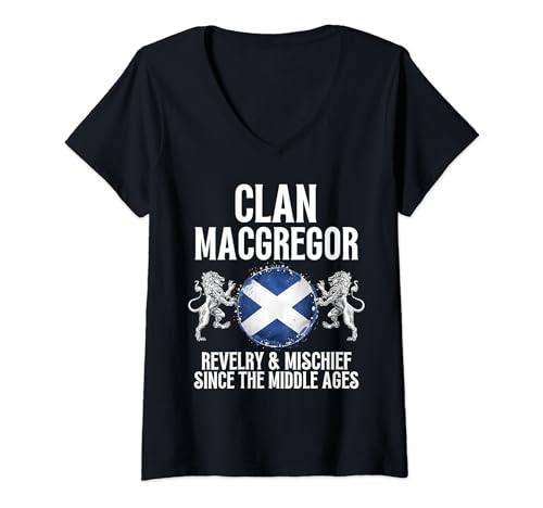 MacGregor Clan Scottish Apellido Scotland Heráldica Camiseta Cuello V