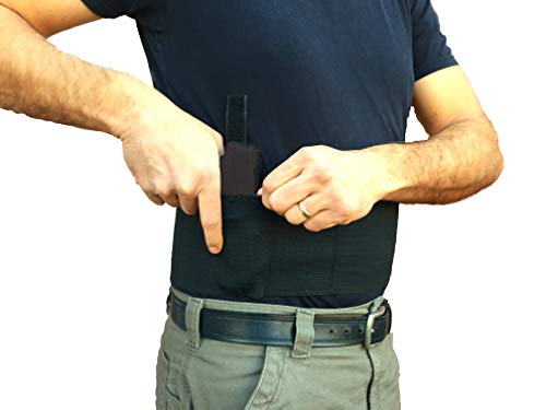 Alphaholster Belly Band Gun Holster Wtih Dual Magazine Pouch. Cross Draw - Right Or Left Hand - Any Gun - Any Clothing (Black, Xxx-Large) #TOP7