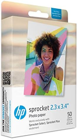 HP 1DE40A 2x3" Premium Zink Photo Paper (100 Sheets) Compatible with Sprocket Portable Photo Printer & Photo Paper Zink Premium 2.3x3.4" (50 Sheets) Compatible with Sprocket and The Sprocket 2-in-1