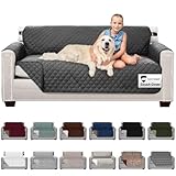 Sofa Shield Couch Slip Covers for Dogs, Reversible Furniture Protector with Strap, Stain and Tear Resistant Cushion Cover, 70 inch Seat, Machine Washable Slipcover Dog Pets Cats, Charcoal