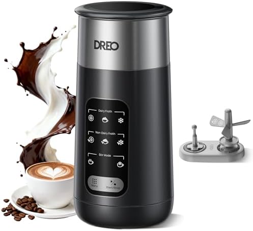 DREO Mousseur à Lait Électrique, 8-in-1 Mousseur Automatique pour...