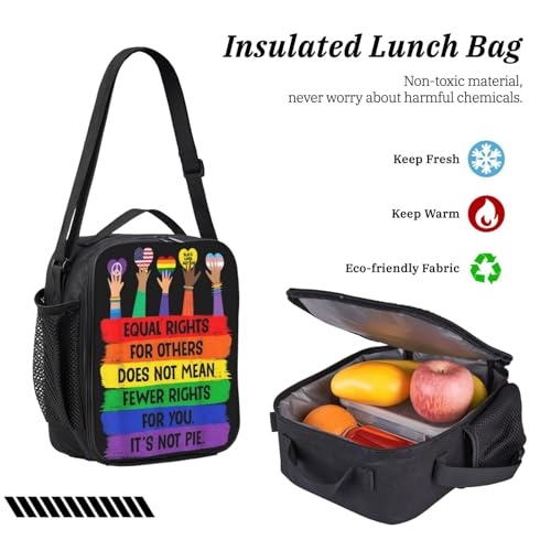 LGBT Gay Pride Peace Love 17 Inch Backpack Sets Lunch Bag Lightweight Daypack for Men Women 3Pcs4