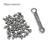 50 Stück Fahrradpedalstifte Ersatz-Set mit Schraubenschlüssel, rutschfeste Stahl-Stollenschrauben für Reparatur und Wartung, Silber (B)