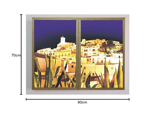 CCRETROILUMINADOS Finestre finte decorative retroilluminate Vista notturna di Ibiza 70 x 90 cm - 6