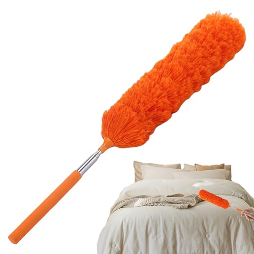 Zahoken Spolverino da soffitto con asta di prolunga, spolverino in fibra riutilizzabile, spazzola per spolverare flessibile, lavabile, ragnatela e soffitto spolverino con asta telescopica ergonomica