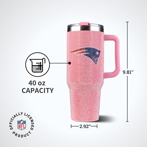 Image of The Memory Company Officially Licensed 40oz Pink Bling Game Day Tumbler, New England Patriots