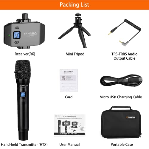 Wireless Microphone For Smartphone, Comica Cvm-Ws50(H) Handheld Microphone For Iphone/Android Phones Interview, Professional Recording Mic For Sing Video Vlog Youtube Tiktok Facebook Livestream #TOP7