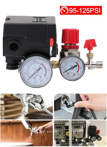 Air Compressor Pressure Switch, 95-125 Psi 240V 26A Heavy Duty Universal Pump Pressure Switch Control Valve,for Air Compressor Replaces Valve