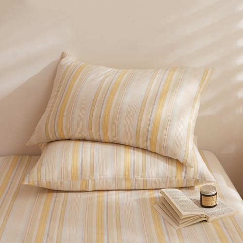 EAVD Retro Striped Comforter Set King Multi-Color Soft Washed Cotton 3-Piece Colorful Stripes Pattern Bedding Set with 2 Pillowcases Farmhouse Geometric Comforter Set for All-Season Soft&Fluffy by EAVD - Image 7