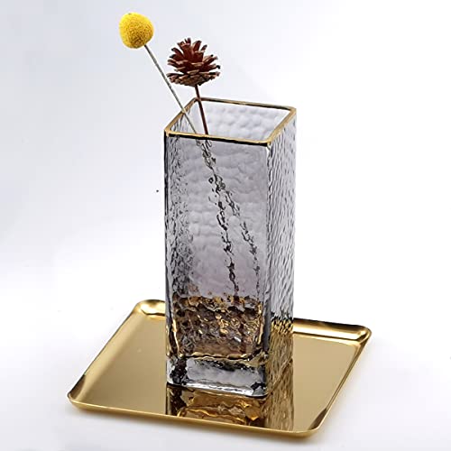 Freelove Metal Decorative Tray, Catchall Trays For Candle Tools Napkin Holder, Perfume Jewelry Organizer Makeup Trinket Dish, Dresser Vanity Counter Coffee Table Decor, Mirror Gold, 8''X8'' #TOP5