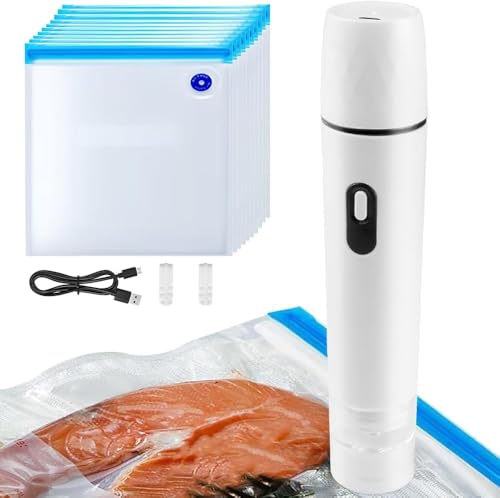 Bomba A Vácuo Portátil, Saco a Vacuo, Saco de Empacotamento Do Vácuo Do Alimento * 10, Máquina de Vácuo Handheld, Máquina de Embalagem A Vácuo Portátil para Alimentos