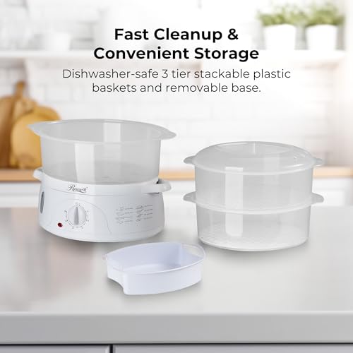 image for Rosewill Electric Food Steamer with 3 Tiers BPA-Free Stackable, Dishwa