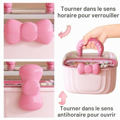 Bssowe Boîte De Stockage Pour Artisanat, Organisateur D'Accessoires Pour Cheveux, Jolie Boîte à Bijoux Pour Fille, Boîte De Rangement Pour Accessoires De Cheveux, pour Accessoires De Cheveux (A) – vue 4