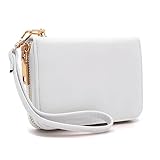 LOVESOME Womens Small Zip Around Wristlet Wallet(White)