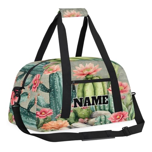 Tropical Cactus Custom Ballet Dance Bag Retro Flower Personalised Sport Gym Bag for Travel, Duffel, Weekender2