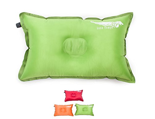 Luxe Tempo Self Inflating Camp Pillows Ultralight Compressible Travel Pillow for Backpacking Road Trips Air Travel Green