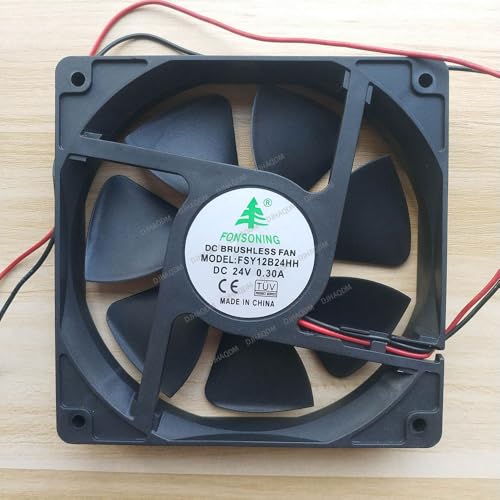 DJHAQDM Compatible para FONSONING FSY12B24HH 24V 0.30A 120x120x25mm 2-Wire Ventilador refrigeración
